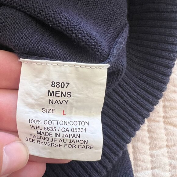 Mens Woolrich 100 % Cotton Navy Sweater - Picture 6 of 9